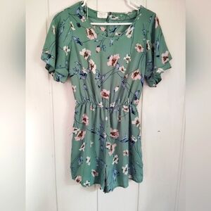 LIKE NEW!! SIENNA SKY, Sage Floral Romper. Size S